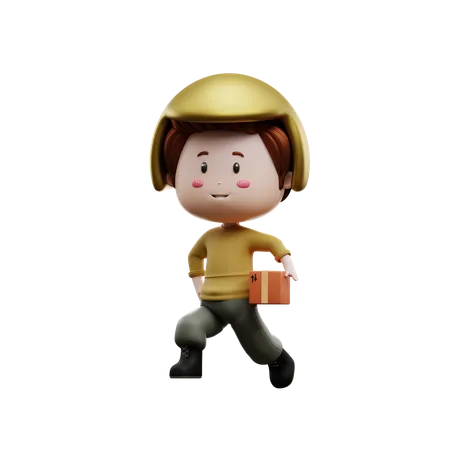Deliveryman going to delivery package  3D Illustration