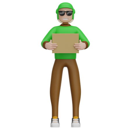 Deliveryman Holding Blank Board  3D Illustration