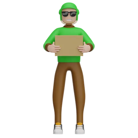 Deliveryman Holding Blank Board  3D Illustration