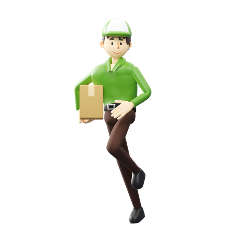 Deliveryman holding box  3D Icon