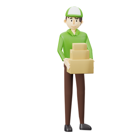 Deliveryman holding box  3D Illustration