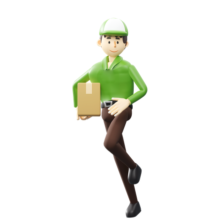 Deliveryman holding box 3D Illustration