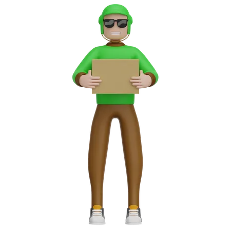 Deliveryman holding box 3D Illustration