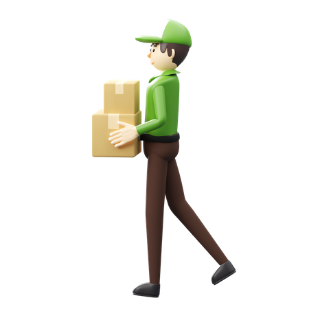 Deliveryman holding courier  3D Illustration