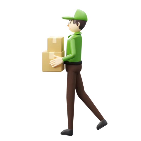 Deliveryman holding courier  3D Illustration