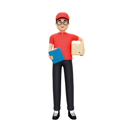 Deliveryman holding courier  3D Illustration