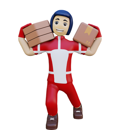 Deliveryman Holding Courier 3D Illustration