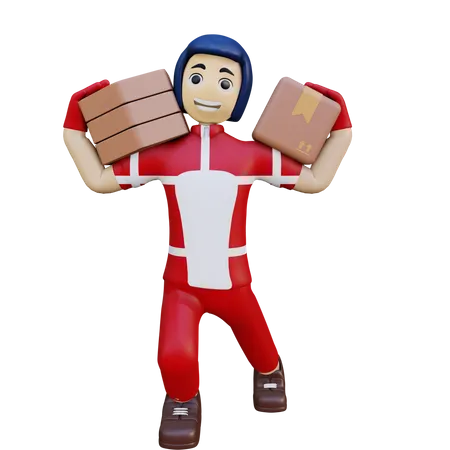 Deliveryman Holding Courier 3D Illustration