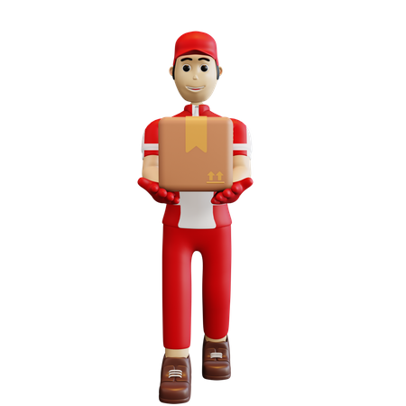 Deliveryman holding package  3D Icon