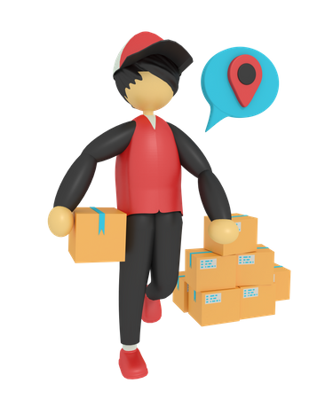Deliveryman Holding Package  3D Icon