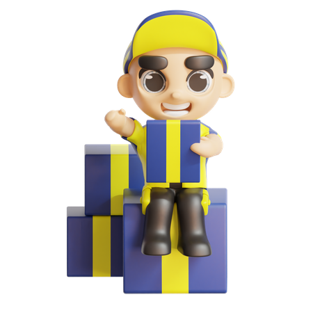 Deliveryman holding package  3D Icon