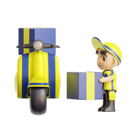 Deliveryman holding package  3D Icon