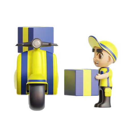 Deliveryman holding package  3D Illustration