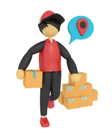 Deliveryman Holding Package  3D Illustration