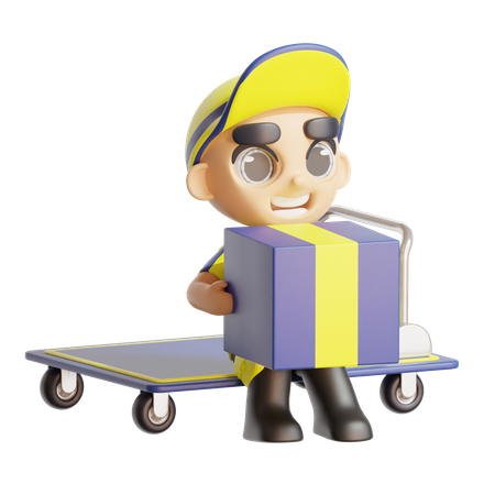 Deliveryman holding package  3D Illustration