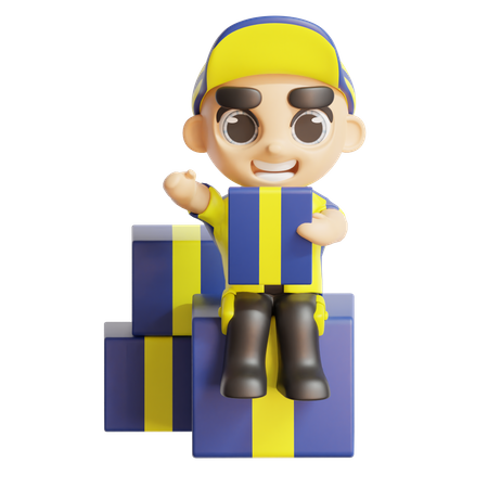 Deliveryman holding package  3D Icon