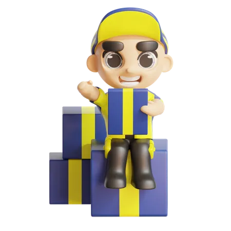 Deliveryman holding package  3D Icon