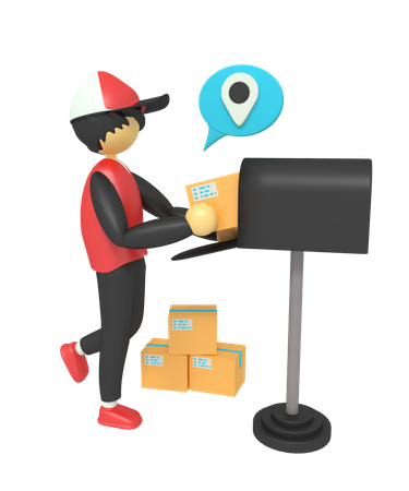 Deliveryman Holding Packkage  3D Illustration