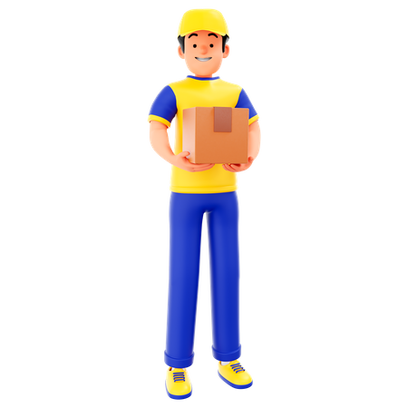 Deliveryman Holding Parcel  3D Illustration