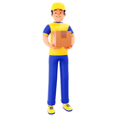 Deliveryman Holding Parcel  3D Illustration