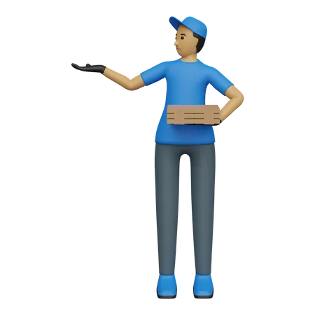 Deliveryman holding parcel  3D Illustration