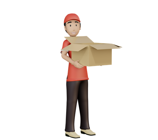 Deliveryman holding parcel 3D Illustration