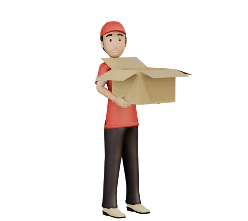 Deliveryman holding parcel  3D Illustration