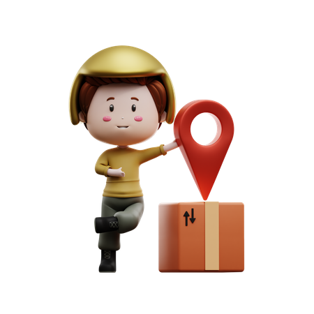 Deliveryman looking for delivery location  3D Illustration