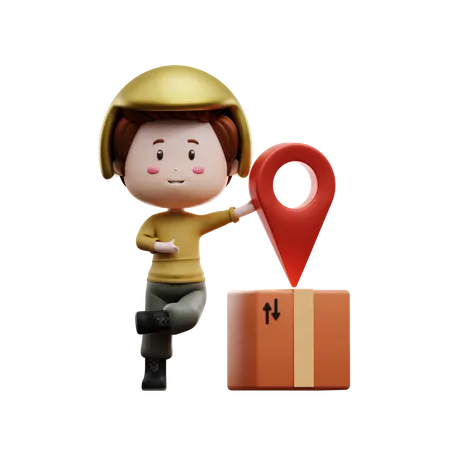 Deliveryman looking for delivery location  3D Illustration