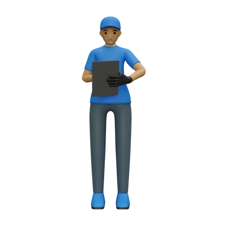 Deliveryman making list of delivery  3D Illustration