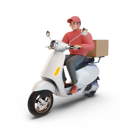 Deliveryman on scooter 3D Illustration