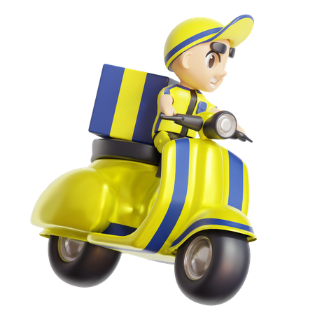 Deliveryman on the way to deliver package  3D Illustration