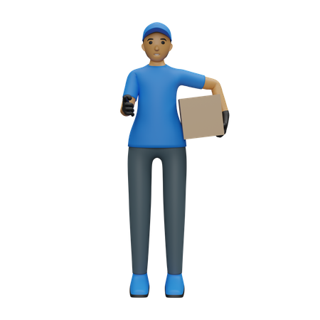 Deliveryman pointing at camera  3D Illustration