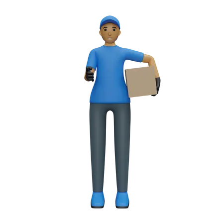 Deliveryman pointing at camera  3D Illustration