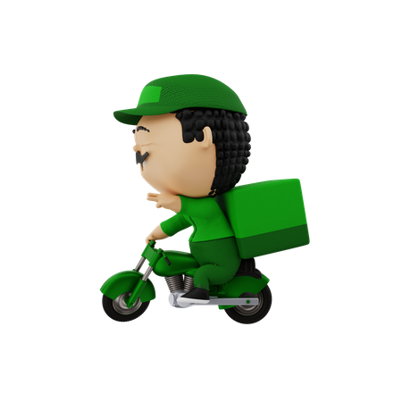 Deliveryman riding bike  3D Illustration