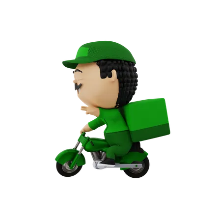 Deliveryman riding bike 3D Illustration