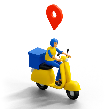 Deliveryman riding scooter 3D Illustration