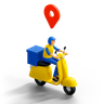 delivery through scooter 3d illustration