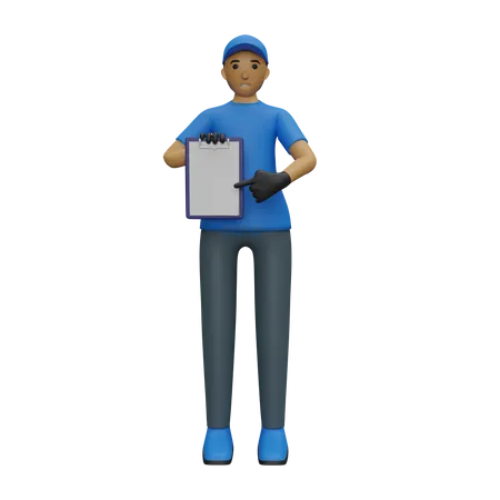 Deliveryman showing delivery list  3D Illustration