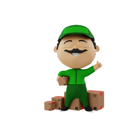 Deliveryman showing thumbs up  3D Icon