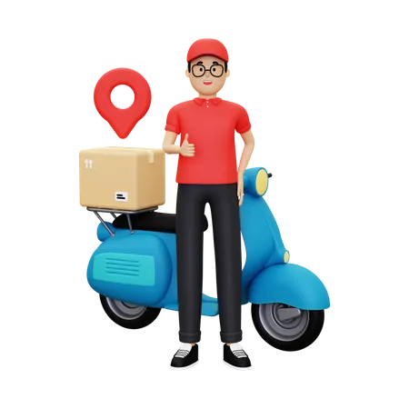 Deliveryman showing thumbs up  3D Illustration