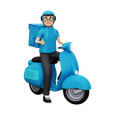 Deliveryman showing thumbs up  3D Illustration