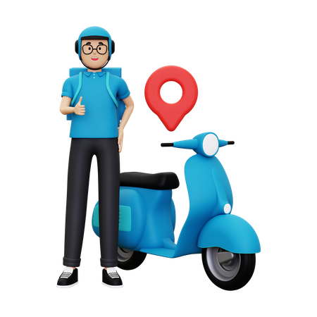 Deliveryman showing thumbs up  3D Illustration