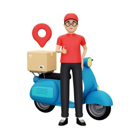 Delivery Man Is Delivering The Package 3D Illustration