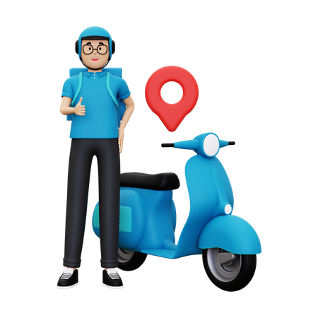 Deliveryman showing thumbs up 3D Illustration