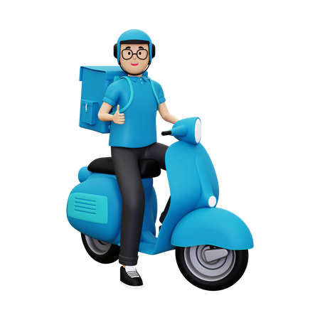 Deliveryman showing thumbs up 3D Illustration