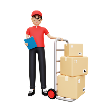Deliveryman standing with courier  3D Icon