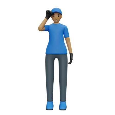 Deliveryman thinking something  3D Illustration