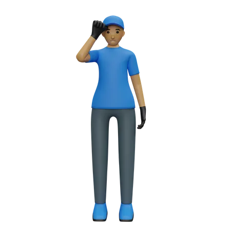 Delivery Male Blue Shirt 3D Illustration
