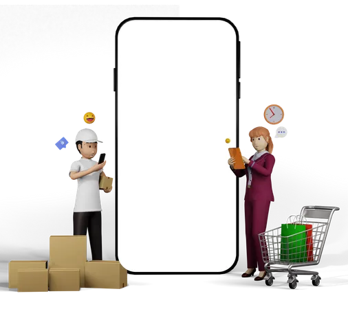Online Shopping Delivery Service 3D Illustration
